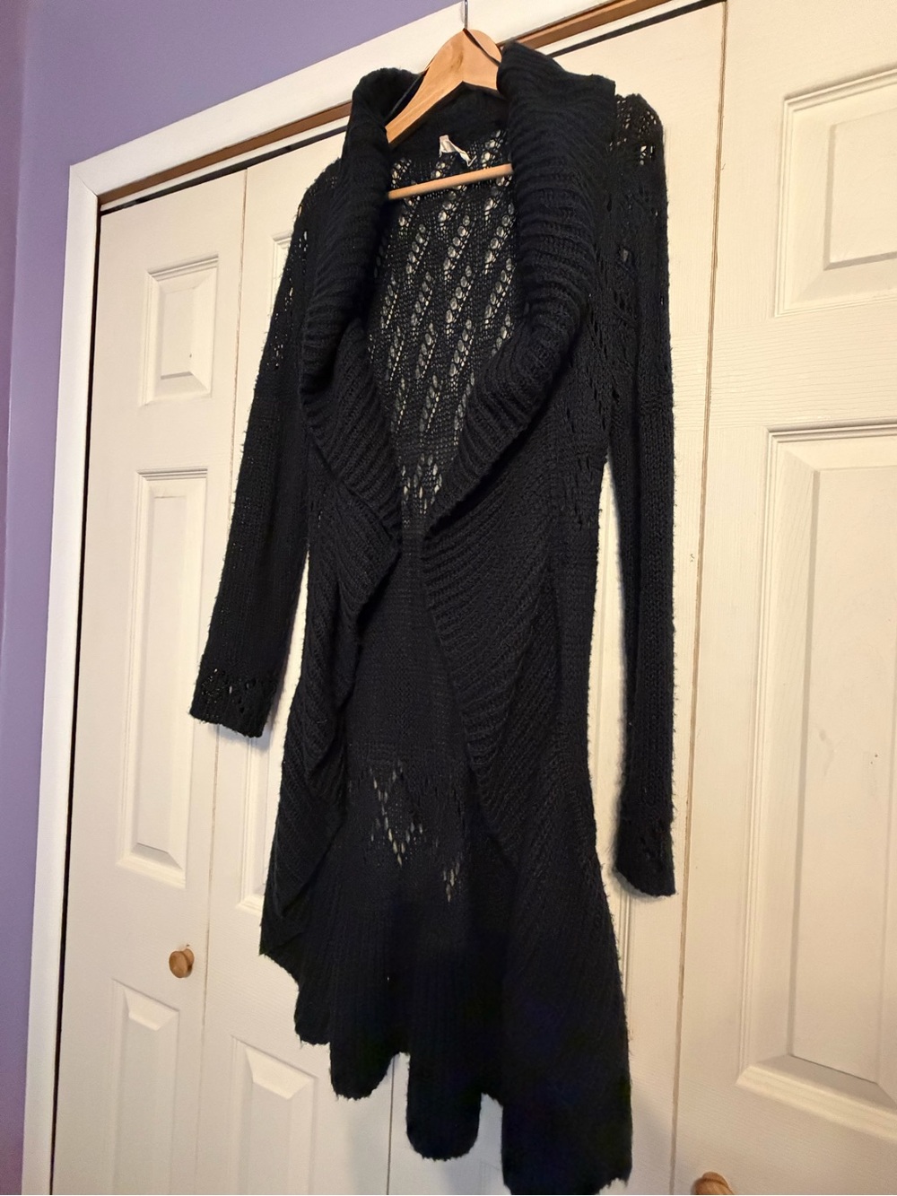 Black Open-Front Women's Knit Cardigan Sweater
